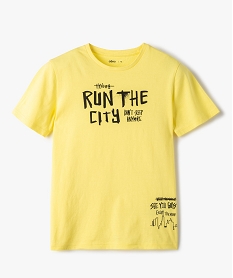 GEMO Tee-shirt garçon à manches courtes imprimé streetwear Jaune