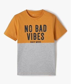 GEMO Tee-shirt garçon à manches courtes avec message Jaune