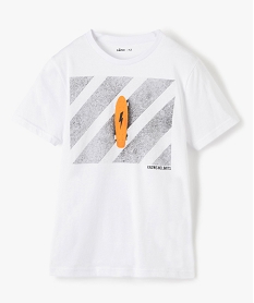 tee-shirt garcon a manches courtes imprime streetwear blancC147701_2