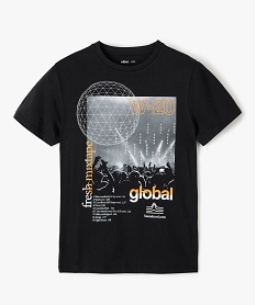 GEMO Tee-shirt garçon à manches courtes imprimé streetwear Noir
