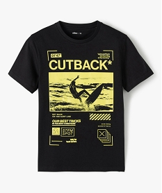 GEMO Tee-shirt garçon à manches courtes avec motif surf noir standard