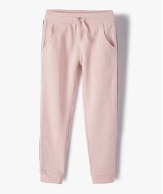 GEMO Pantalon de jogging fille avec bande pailletée sur les côtés Rose