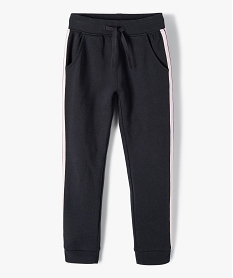 GEMO Pantalon de jogging fille avec bande pailletée sur les côtés Gris