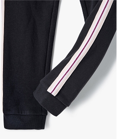pantalon de jogging fille avec bande pailletee sur les cotes gris pantalonsC150601_2