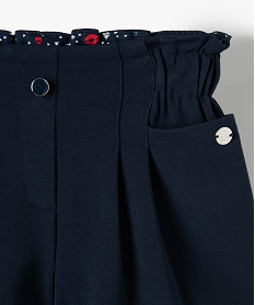 short fille taille haute elastiquee - lulu castagnette bleu shortsC151401_2