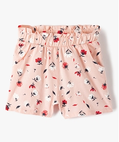 GEMO Short fille en maille avec ceinture froncée et taille haute Rose