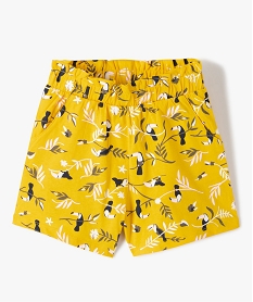 GEMO Short fille en maille avec ceinture froncée et taille haute Jaune
