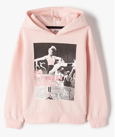 GEMO Sweat fille à capuche avec motif brillant Rose