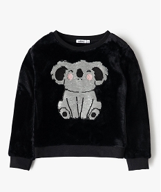 GEMO Sweat fille en maille peluche avec motif en sequins réversibles Noir