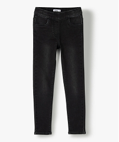 GEMO Jegging délavé avec taille ajustable fille noir vif