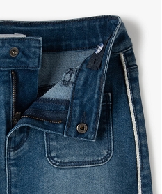 jupe fille en jean avec liseres pailletes - lulu castagnette bleuC156101_2