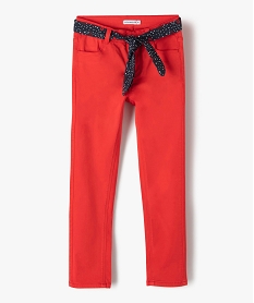 GEMO Pantalon fille extensible avec ceinture  – LuluCastagnette Rouge