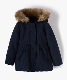 GEMO Manteau fille pailleté avec capuche fantaisie Bleu