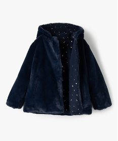 manteau fille forme trapeze reversible matelassemaille peluche bleu blousons et vestesC158401_2