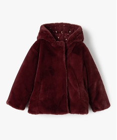 GEMO Manteau fille forme trapèze réversible matelassémaille peluche Rouge