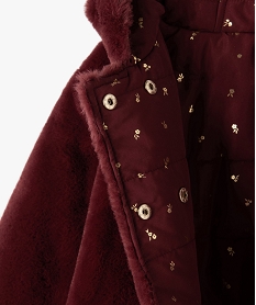 manteau fille forme trapeze reversible matelassemaille peluche rougeC158501_3