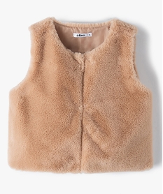 GEMO Gilet fille sans manches en matière peluche Brun