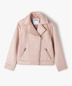 GEMO Blouson fille style biker en suédine Rose