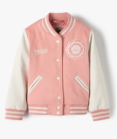 GEMO Blouson fille bicolore et bimatière - Camps Rose