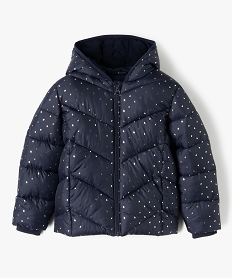 GEMO Parka fille à capuche avec motifs pailletés Bleu