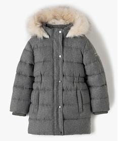 GEMO Parka fille avec doublure chaude et capuche fantaisie Gris