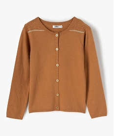 GEMO Gilet fille à détails pailletés et épaules ajourées marron vif