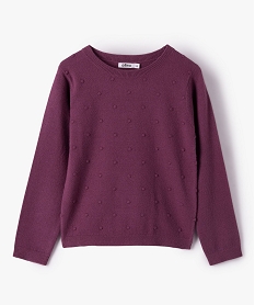 GEMO Pull fille à nopes uni violet vif