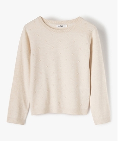 GEMO Pull fille à nopes uni Beige