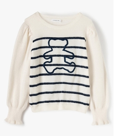 GEMO Pull fille à rayures et motifs pailletés – LuluCastagnette Beige