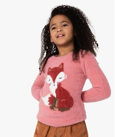 GEMO Pull fille avec motif animal et sequins réversibles Rose
