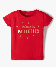 tee-shirt fille avec motif paillete sur l’avant rougeC166501_1