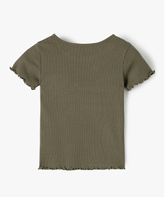 tee-shirt fille en maille cotelee avec finitions froncees vertC167601_3