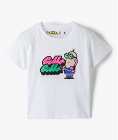 GEMO Tee-shirt fille avec motifs sur l’avant – Les Minions 2 Blanc