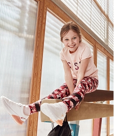 GEMO Tee-shirt fille à manches courtes avec motif en relief rose standard