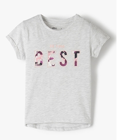 GEMO Tee-shirt fille à manches courtes avec motif en relief gris standard