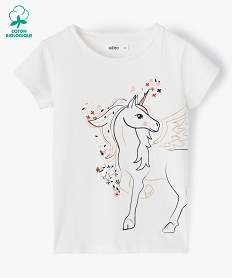 GEMO Tee-shirt fille avec motifs girly Beige