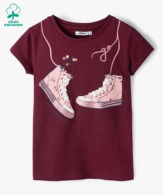 GEMO Tee-shirt fille avec motifs girly Rouge