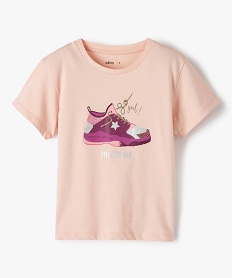 GEMO Tee-shirt fille avec motifs pailleté sur l’avant Rose