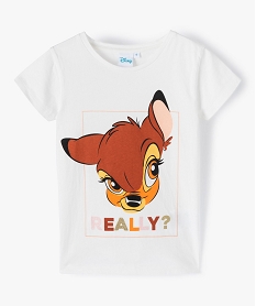 GEMO Tee-shirt fille à manches courtes avec motif pailleté - Disney blanc chine