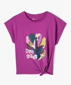 GEMO Tee-shirt fille à manches courtes avec motif pailleté - Disney Bleu