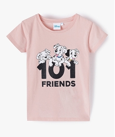 GEMO Tee-shirt fille à manches courtes avec motif pailleté - Disney rose standard