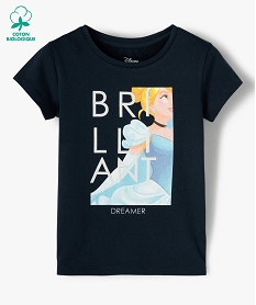 GEMO Tee-shirt fille à manches courtes avec motif pailleté - Disney noir chine