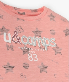 tee-shirt fille a manches courtes imprime – camps united roseC170401_2