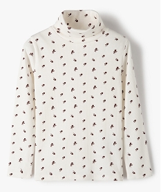 GEMO Tee-shirt fille à manches longues et col roulé blanc standard