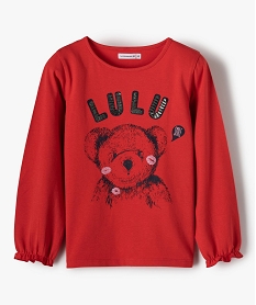 GEMO Tee-shirt fille avec motif et sequins brodés – LuluCastagnette Rouge
