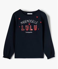 GEMO Tee-shirt fille avec motif et sequins brodés – LuluCastagnette noir chine