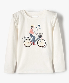 GEMO Tee-shirt fille avec motifs multimatières – Lulu Castagnette Beige