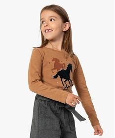 GEMO Tee-shirt fille à manches longues motif XXL Brun
