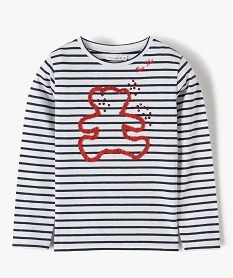 GEMO Tee-shirt fille rayé avec motif brodé – Lulu Castagnette Imprimé