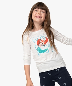 GEMO Tee-shirt fille à manches longues avec motif pailleté - Disney Beige